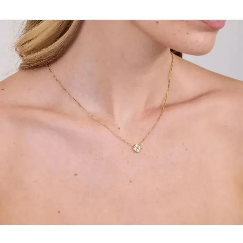 NWT Electric Picks Camilla Stone Clover 14K Gold Plated Necklace
